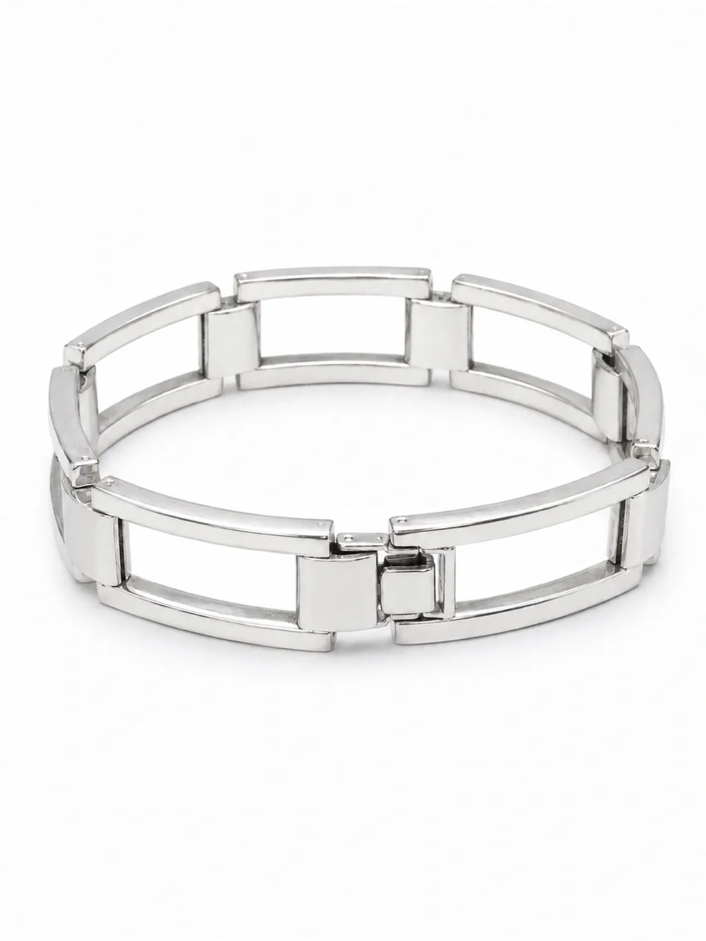 Vintage 925 Sterling Silver Rectangle Link Bracelet